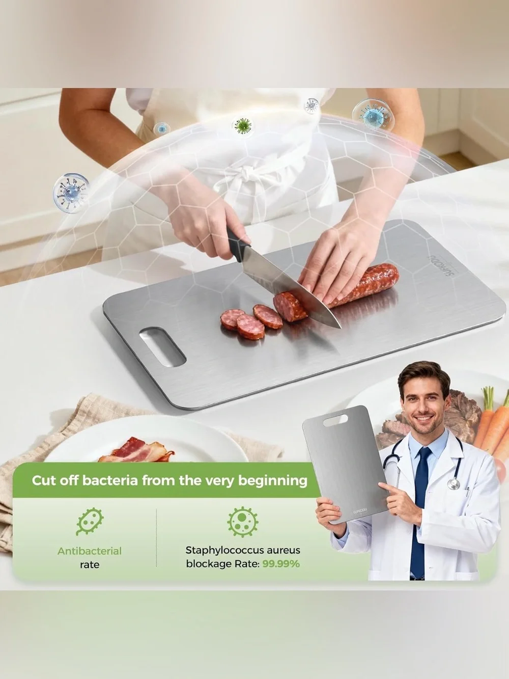 Titanium Cutting Board Set of 3, 100% Double-Sided Titanium Cutting Boards